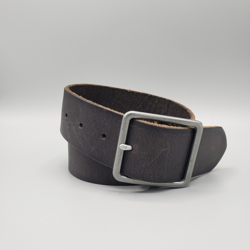 American Eagle Mens 34 Leather Belt Brown Square Buckle Casual Rugged Gorpcore